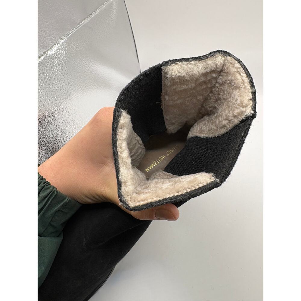 Stuart Weitzman Chelsea Boots Womens 13 Black Faux Fur Lined Suede Ankle Pull On - Picture 7 of 9